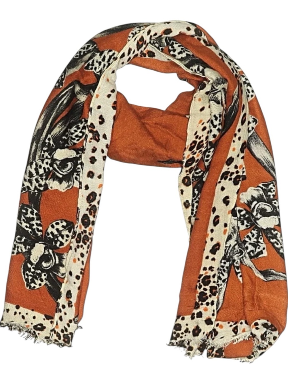 Rust Floral & Animal Print Women's Scarf